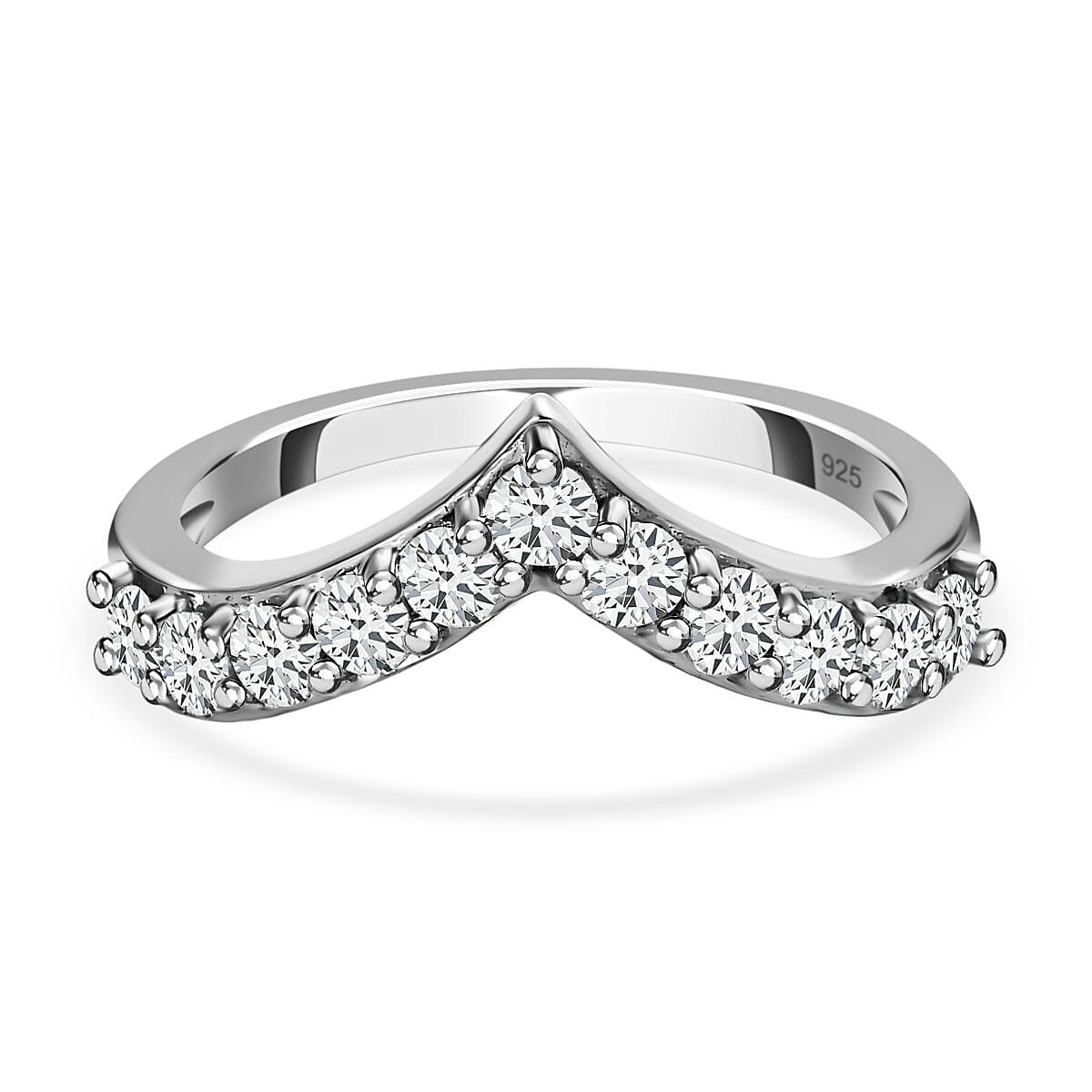 D'Joy Moissanite Wishbone Ring in Sterling Silver
