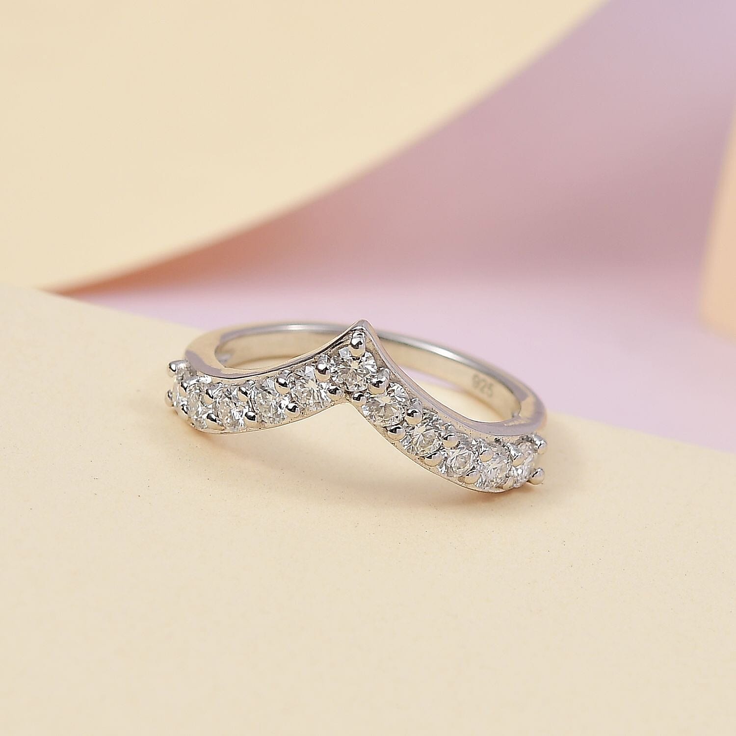 D'Joy Moissanite Wishbone Ring in Sterling Silver