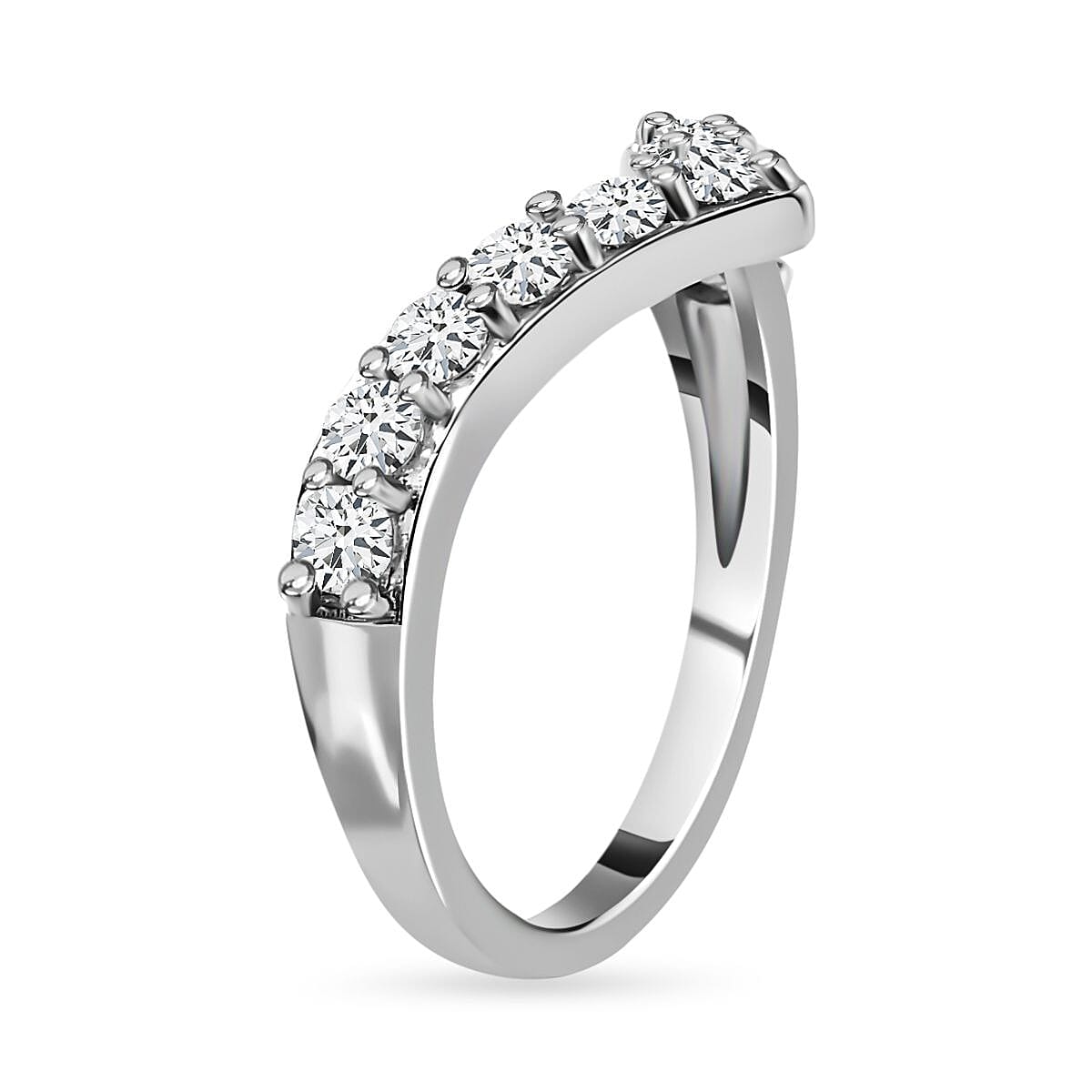 D'Joy Moissanite Wishbone Ring in Sterling Silver