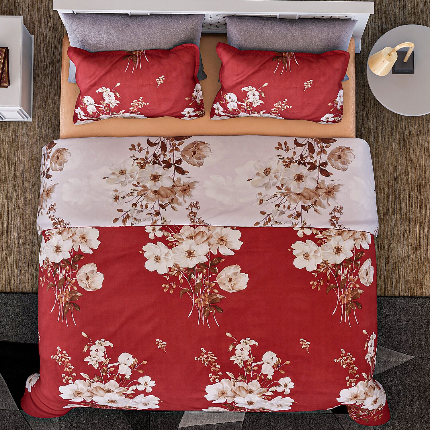 Branch Patterned Duvet Cover with 2 Pillowcases (Size 200x200 Cm) - Ivory