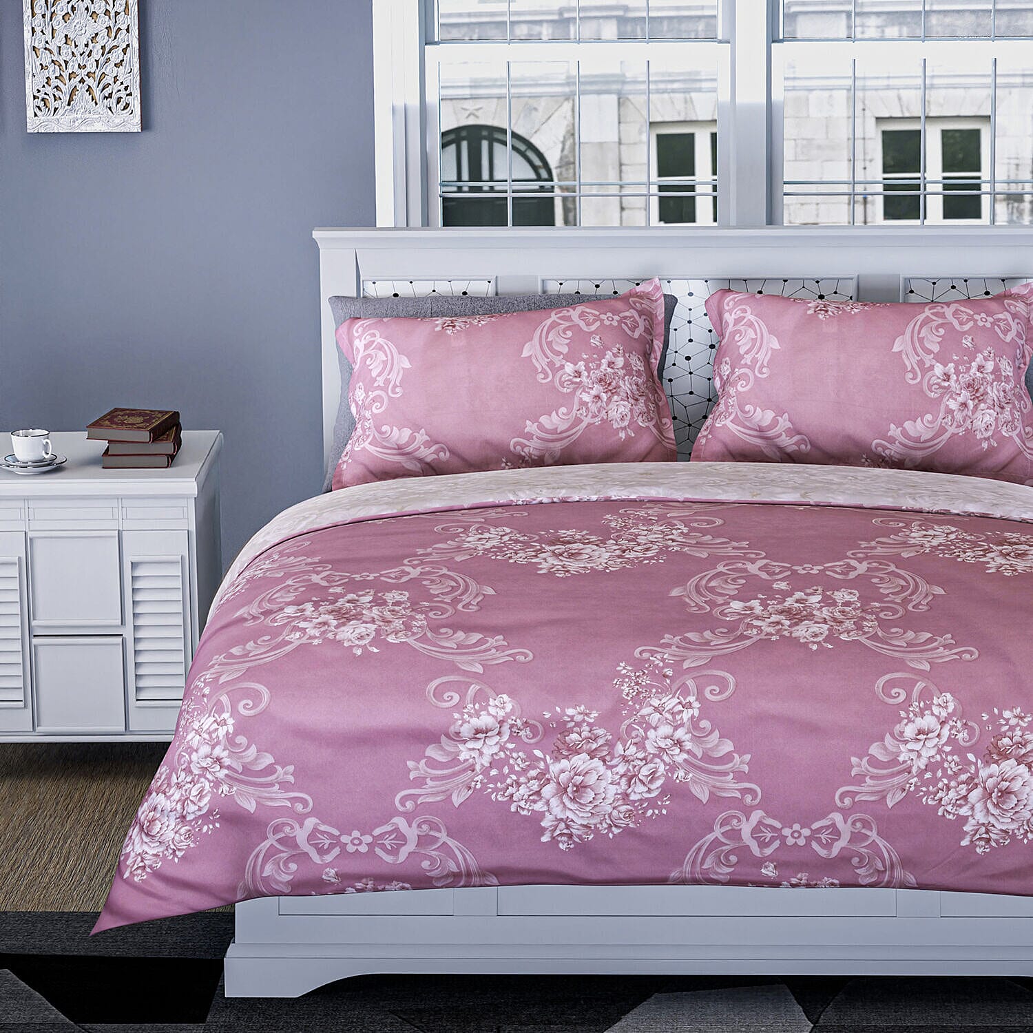 Branch Patterned Duvet Cover with 2 Pillowcases (Size 200x200 Cm) - Ivory