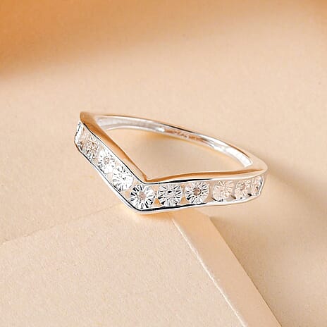 Diamond Wishbone Band Ring in Sterling Silver