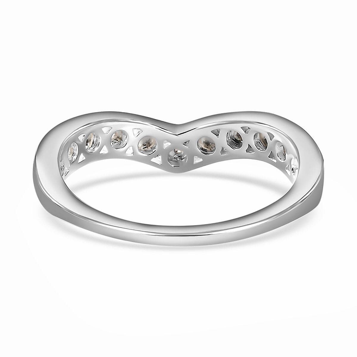 Diamond Wishbone Band Ring in Sterling Silver Diamond Wishbone Band Ring in Sterling Silver