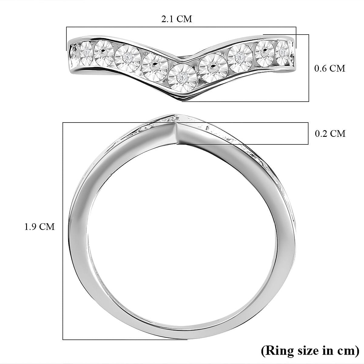 Diamond Wishbone Band Ring in Sterling Silver Diamond Wishbone Band Ring in Sterling Silver