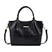 LA MAREY Genuine Leather Croc Embossed Convertible Bag with Detachable Strap - Black