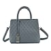LA MAREY Genuine Leather Diamond Pattern Convertible Bag with Shoulder Strap - Blue