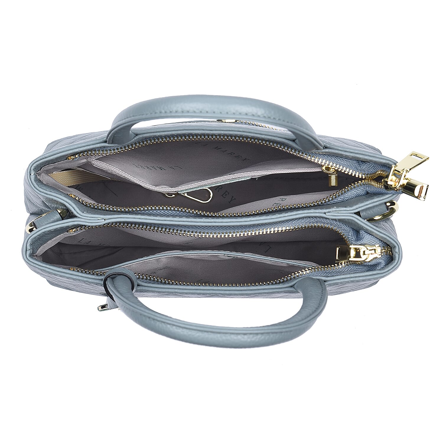 LA MAREY Genuine Leather Diamond Pattern Convertible Bag with Shoulder Strap - Blue