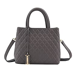 LA MAREY Genuine Leather Diamond Pattern Convertible Bag with Shoulder Strap - Blue