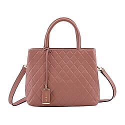 LA MAREY Genuine Leather Diamond Pattern Convertible Bag with Shoulder Strap - Blue