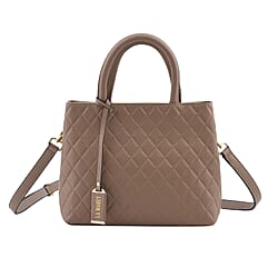 LA MAREY Genuine Leather Diamond Pattern Convertible Bag with Shoulder Strap - Blue