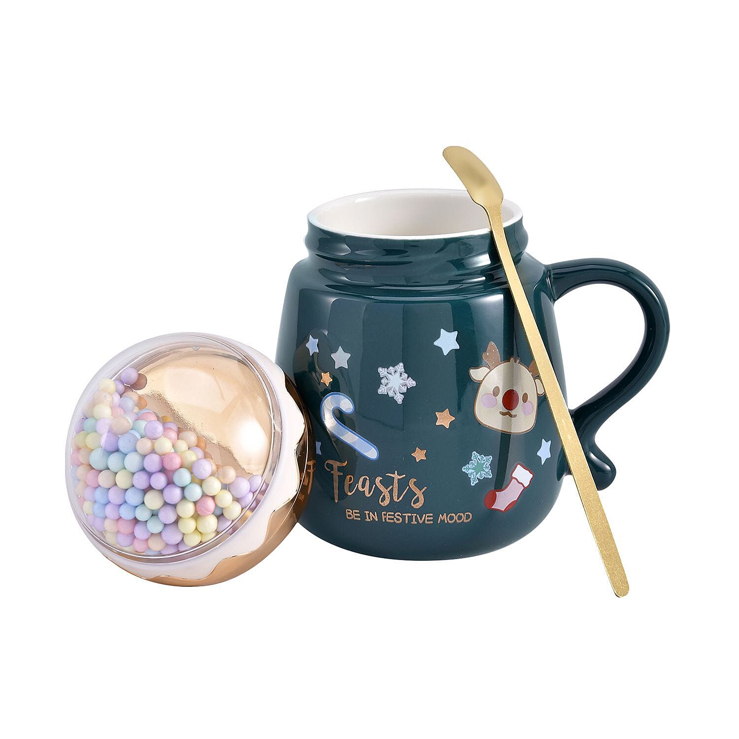  Coffee, Travel Mug and Tea Cup (Size 13x9x1 cm) - Green & Pink