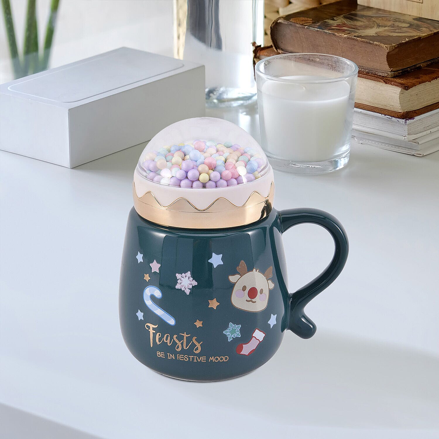  Coffee, Travel Mug and Tea Cup (Size 13x9x1 cm) - Green & Pink