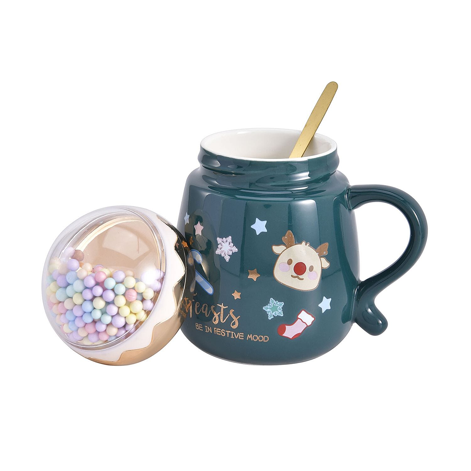  Coffee, Travel Mug and Tea Cup (Size 13x9x1 cm) - Green & Pink