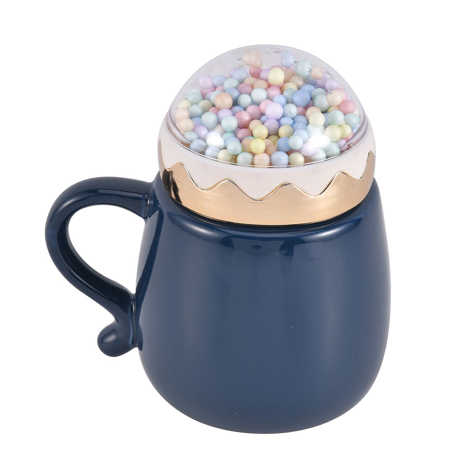 Christmas Theme Ceramic Coffee Mug with a Metal Spoon (Size 13x9 Cm) - Blue