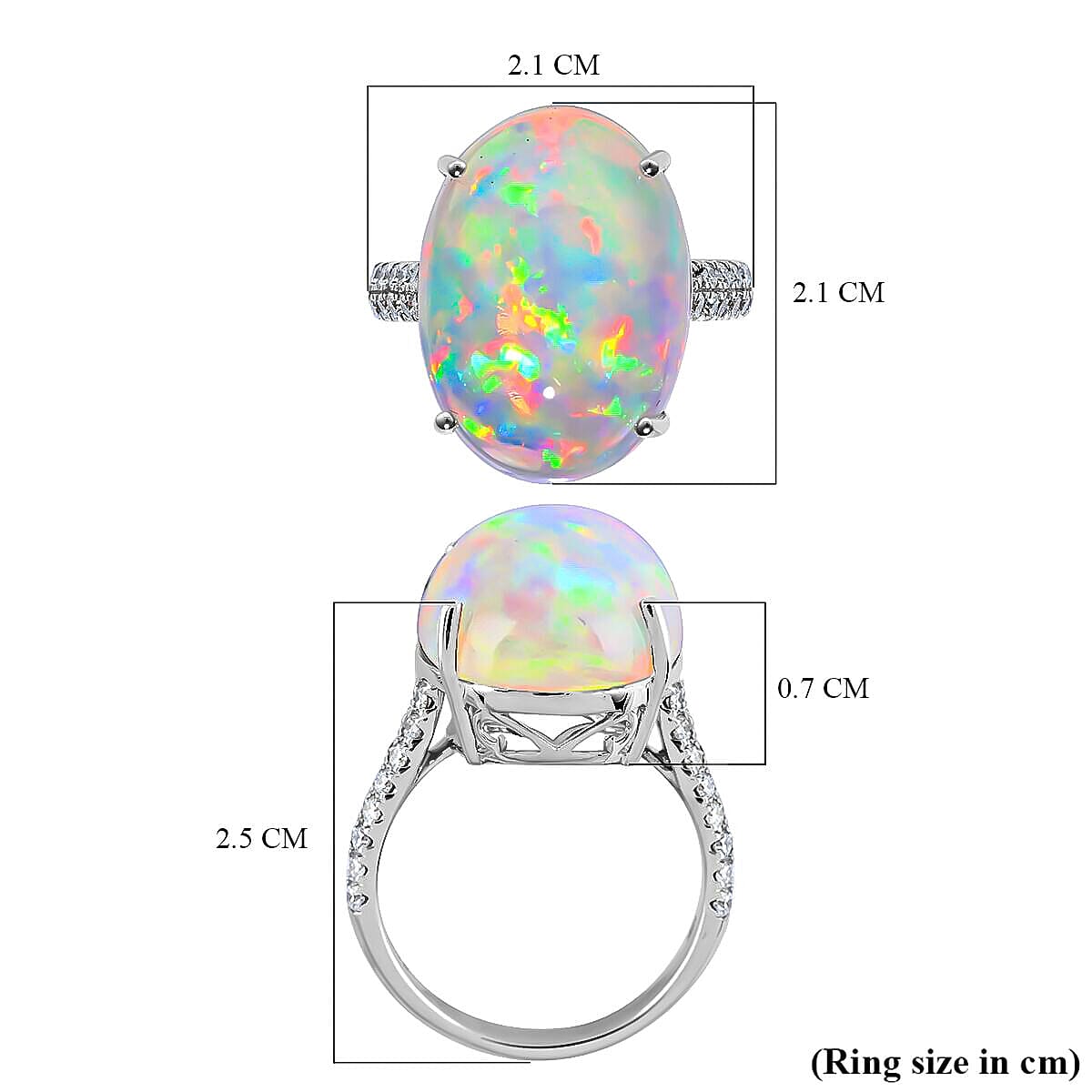 Certified and Appraised ILIANA 18K White Gold AAA Ethiopian Opal and Diamond (SI-G-H) Ring Gold 3.68 grams, 9.40 Ct