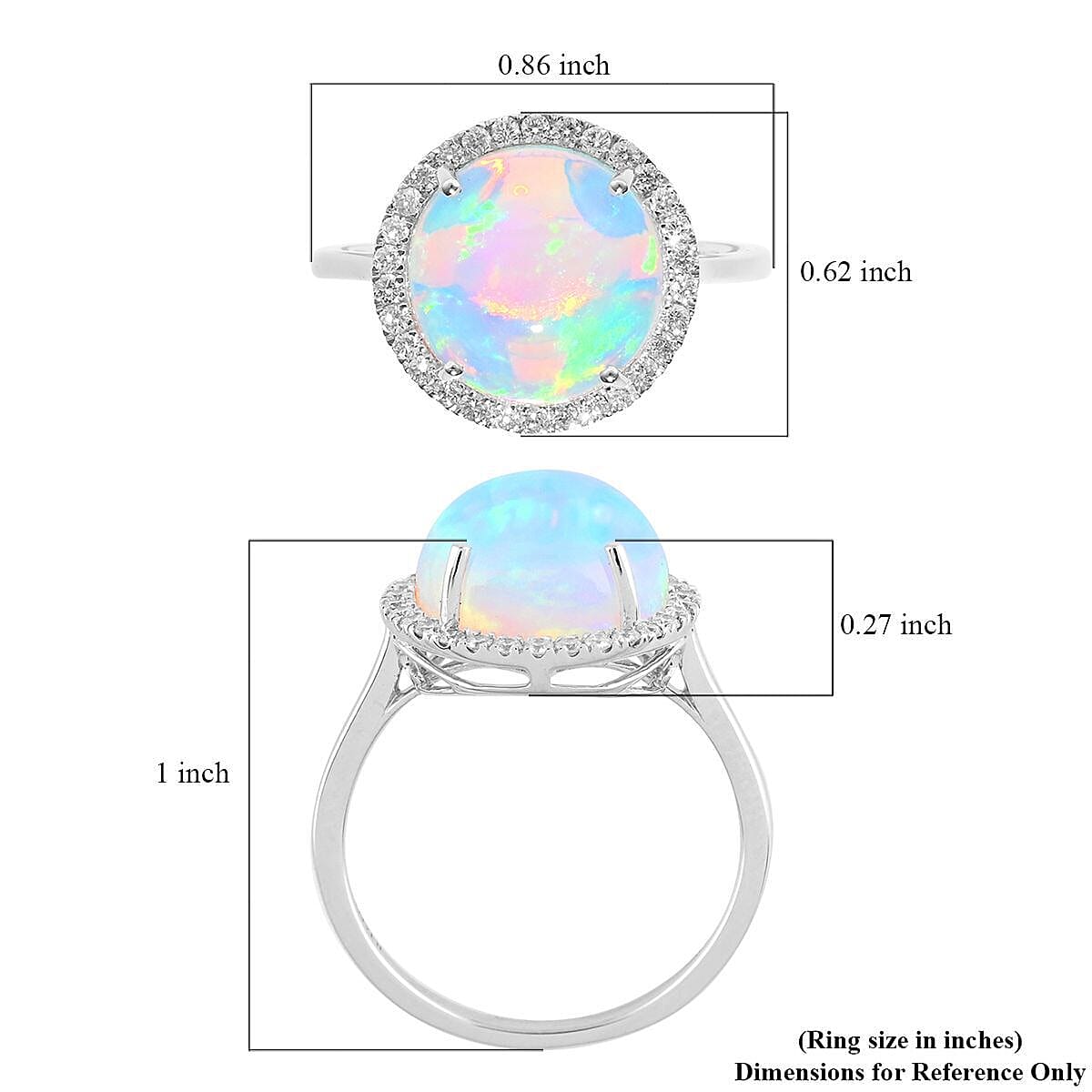 Certified and Appraised ILIANA 18K White Gold AAA Ethiopian Welo Opal and Diamond SI GH Halo Ring Gold 3.59 grams, 4.35 Ct