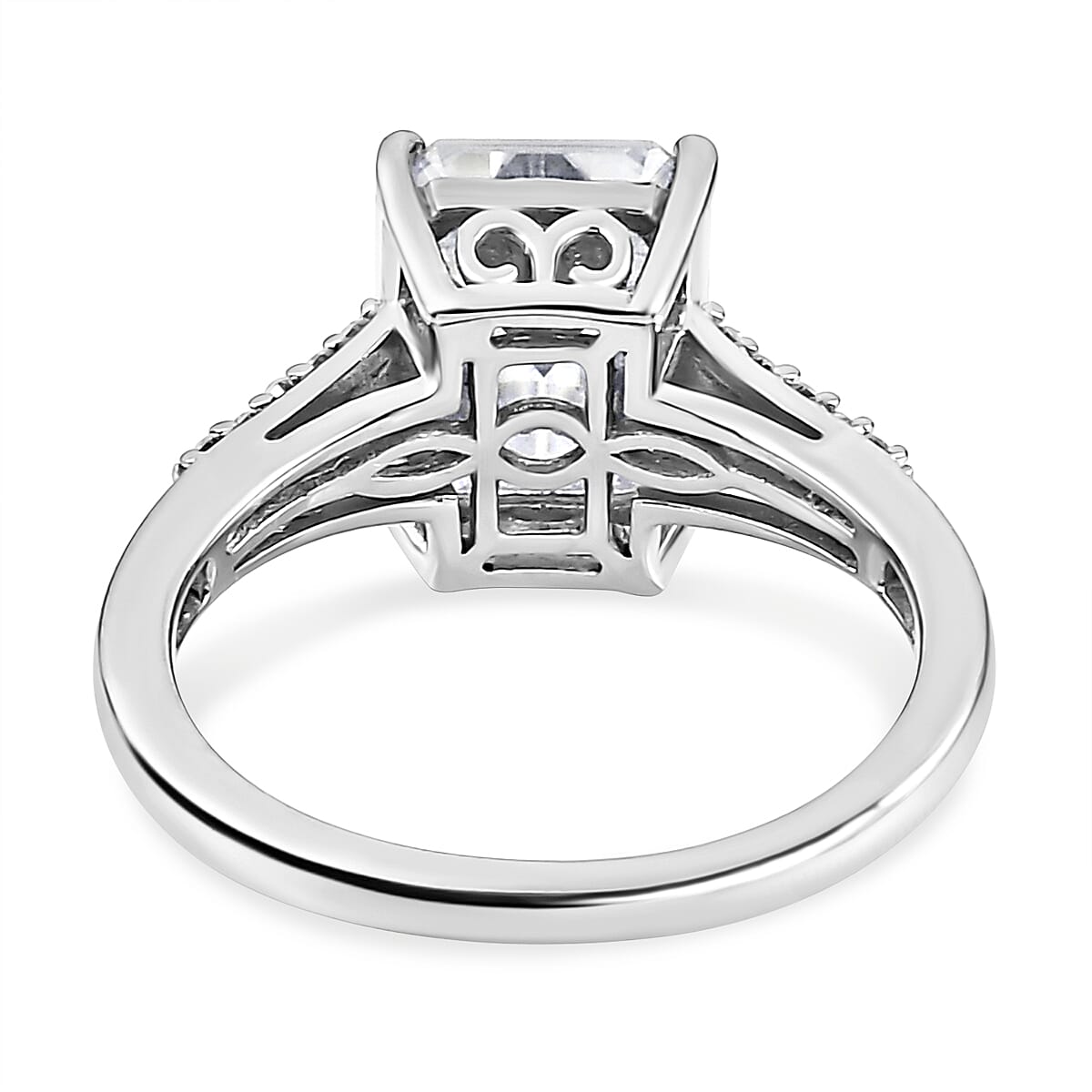 Moissanite Ring in Platinum Overlay Sterling Silver 3.85 Ct.