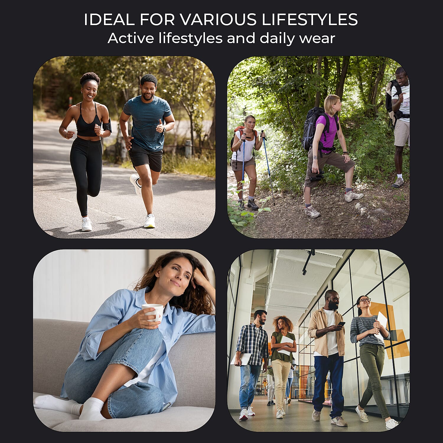 4 Pairs Antibacterial Copper Infused Compression Socks (Size L XL, 9-13) - Black