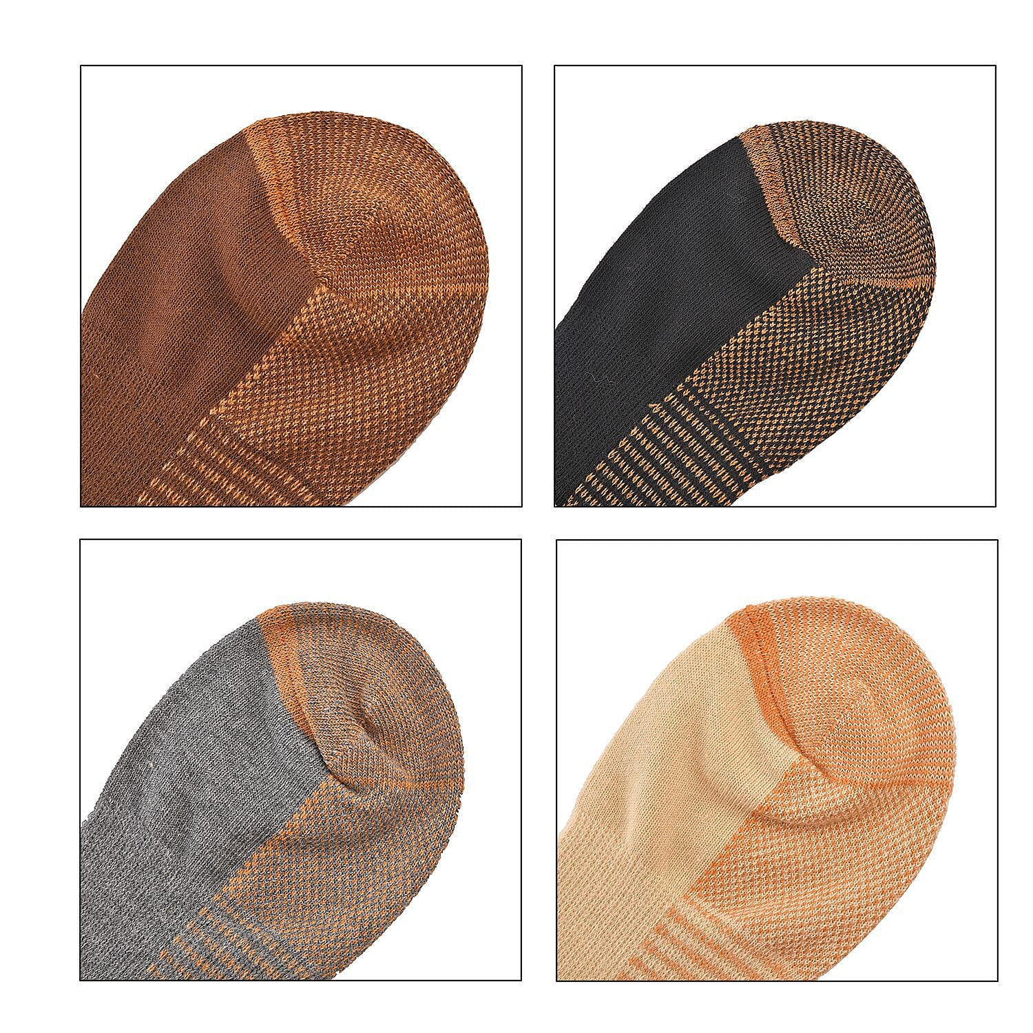 4 Pairs Antibacterial Copper Infused Compression Socks (Size L-XL, 9-13) - Multi
