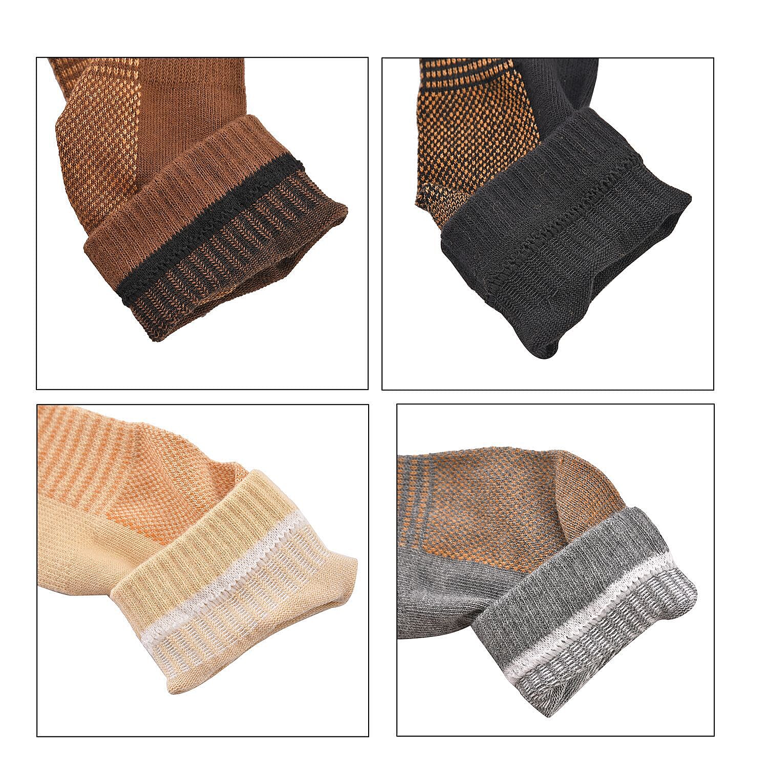 4 Pairs Antibacterial Copper Infused Compression Socks (Size L-XL, 9-13) - Multi