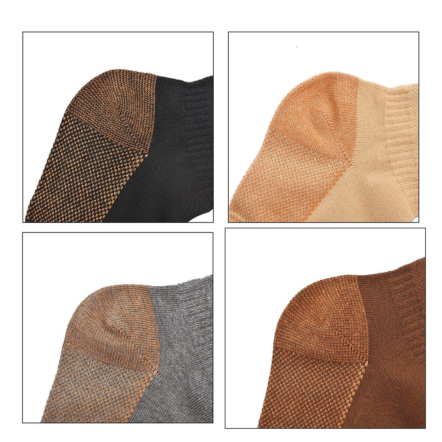 4 Pairs Antibacterial Copper Infused Compression Socks (Size L-XL, 9-13) - Multi