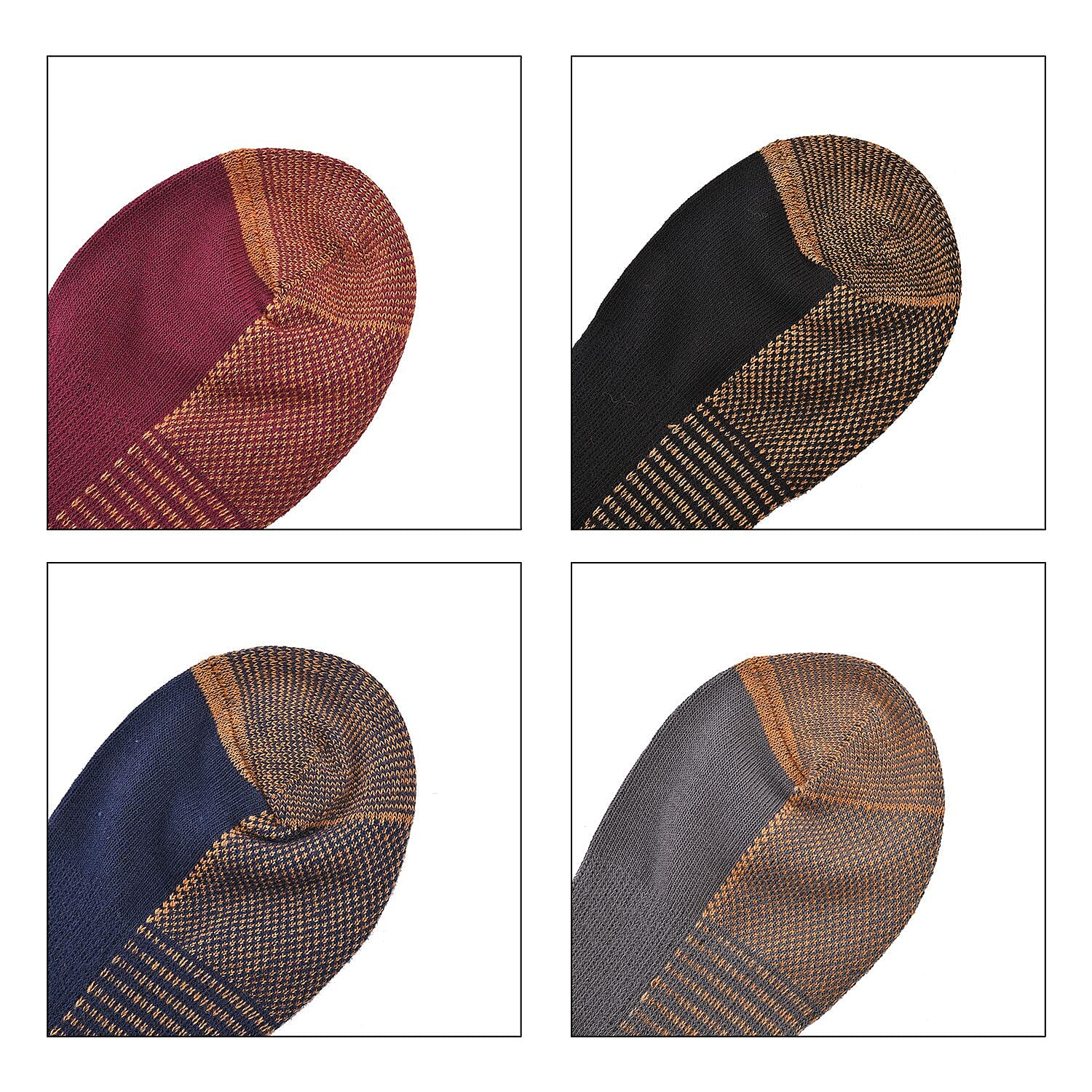 Set of 4 Pairs Antibacterial Copper Infused Compression Socks (Size 9-13) - Red