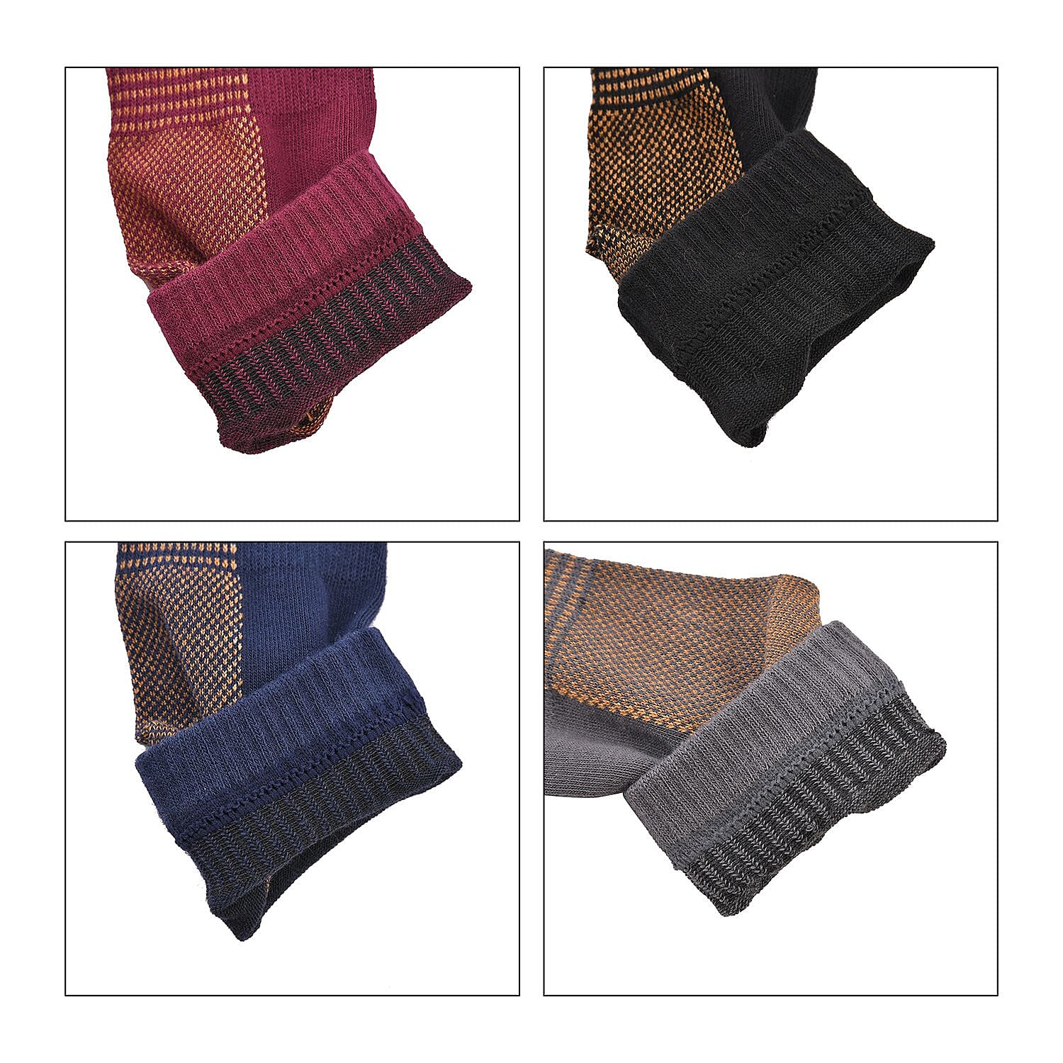 Set of 4 Pairs Antibacterial Copper Infused Compression Socks (Size 9-13) - Red