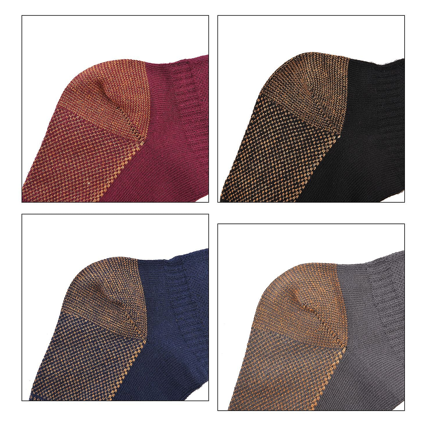 Set of 4 Pairs Antibacterial Copper Infused Compression Socks (Size 9-13) - Red