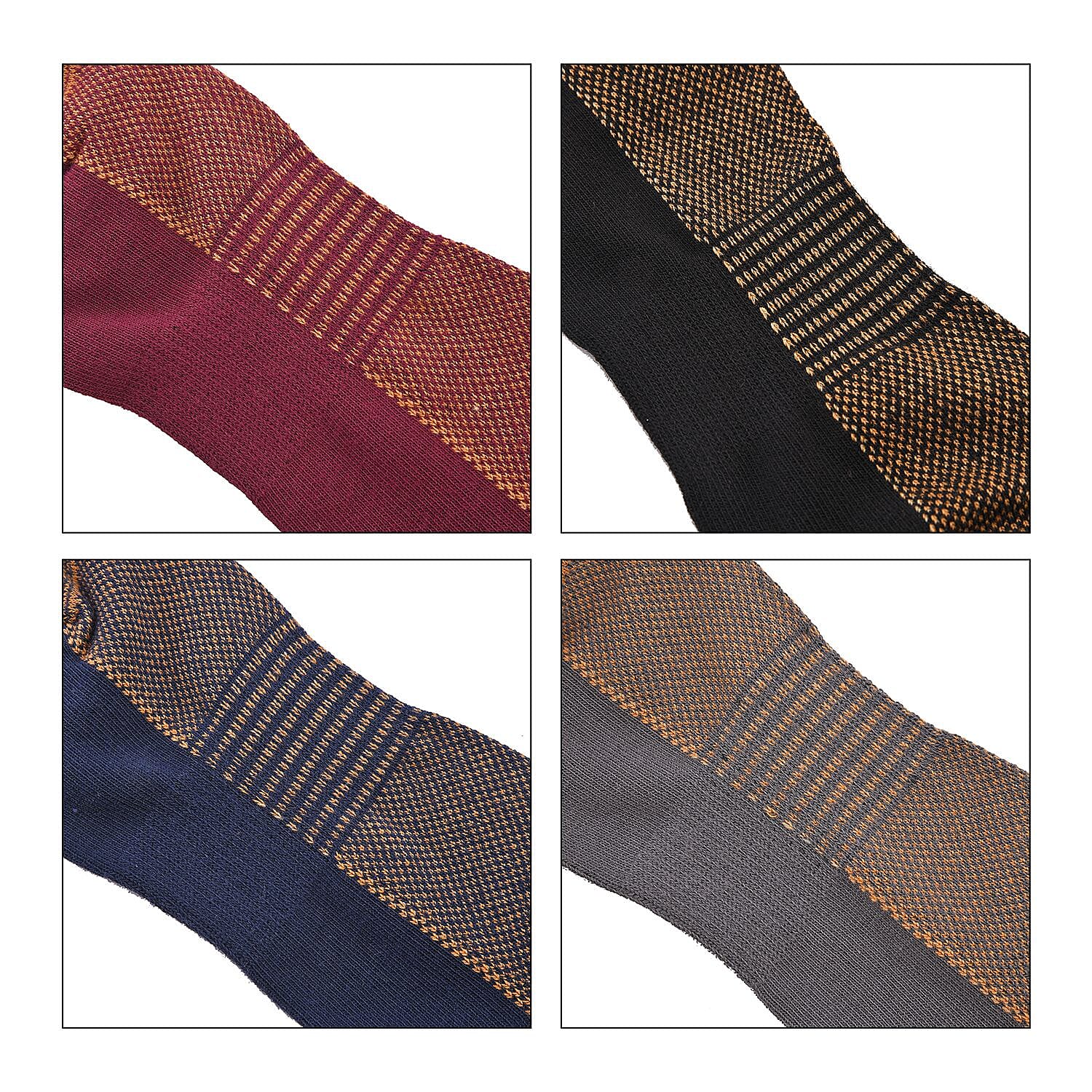 Set of 4 Pairs Antibacterial Copper Infused Compression Socks (Size 9-13) - Red