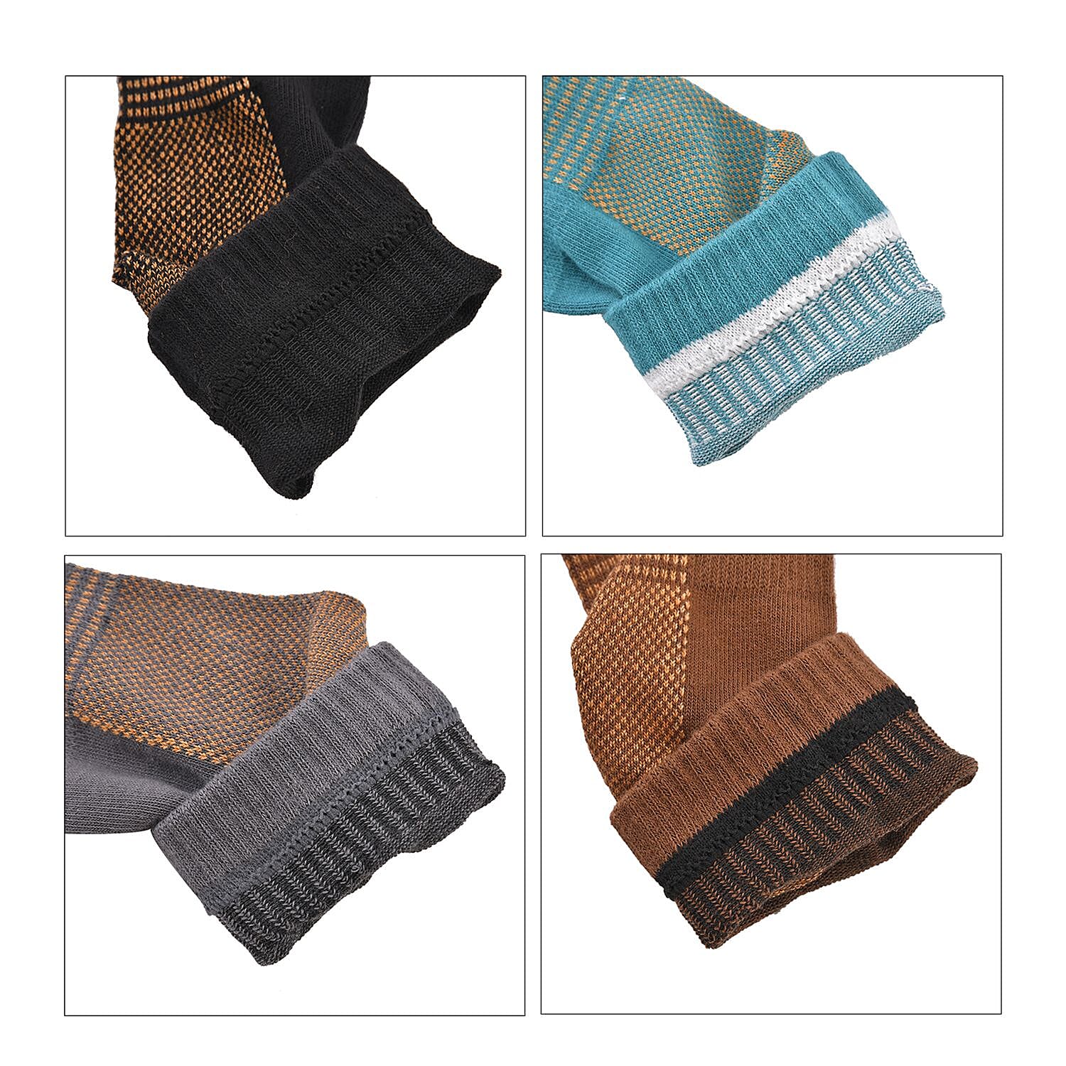 Set of 4 Pairs Antibacterial Copper Infused Compression Socks (Size 10-13) - Blue