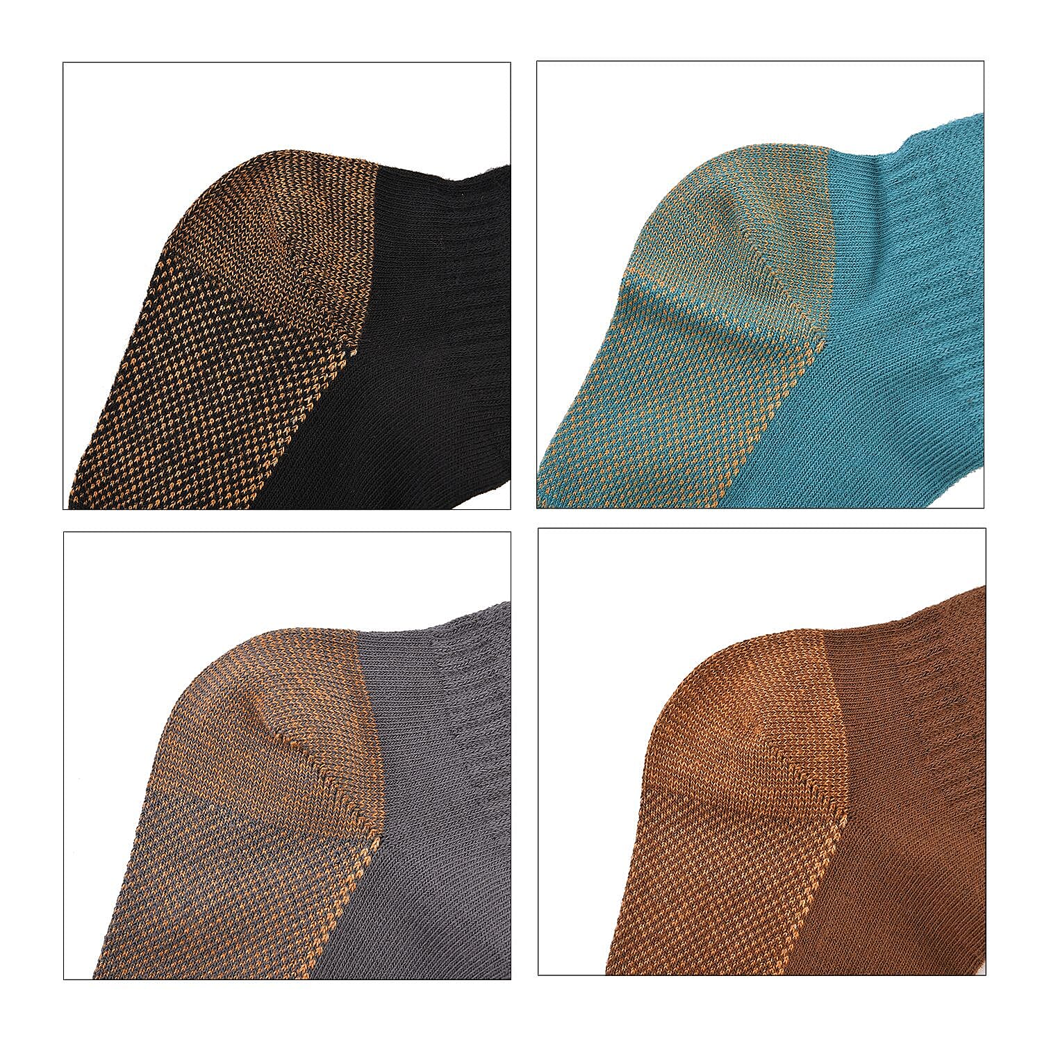 Set of 4 Pairs Antibacterial Copper Infused Compression Socks (Size 10-13) - Blue