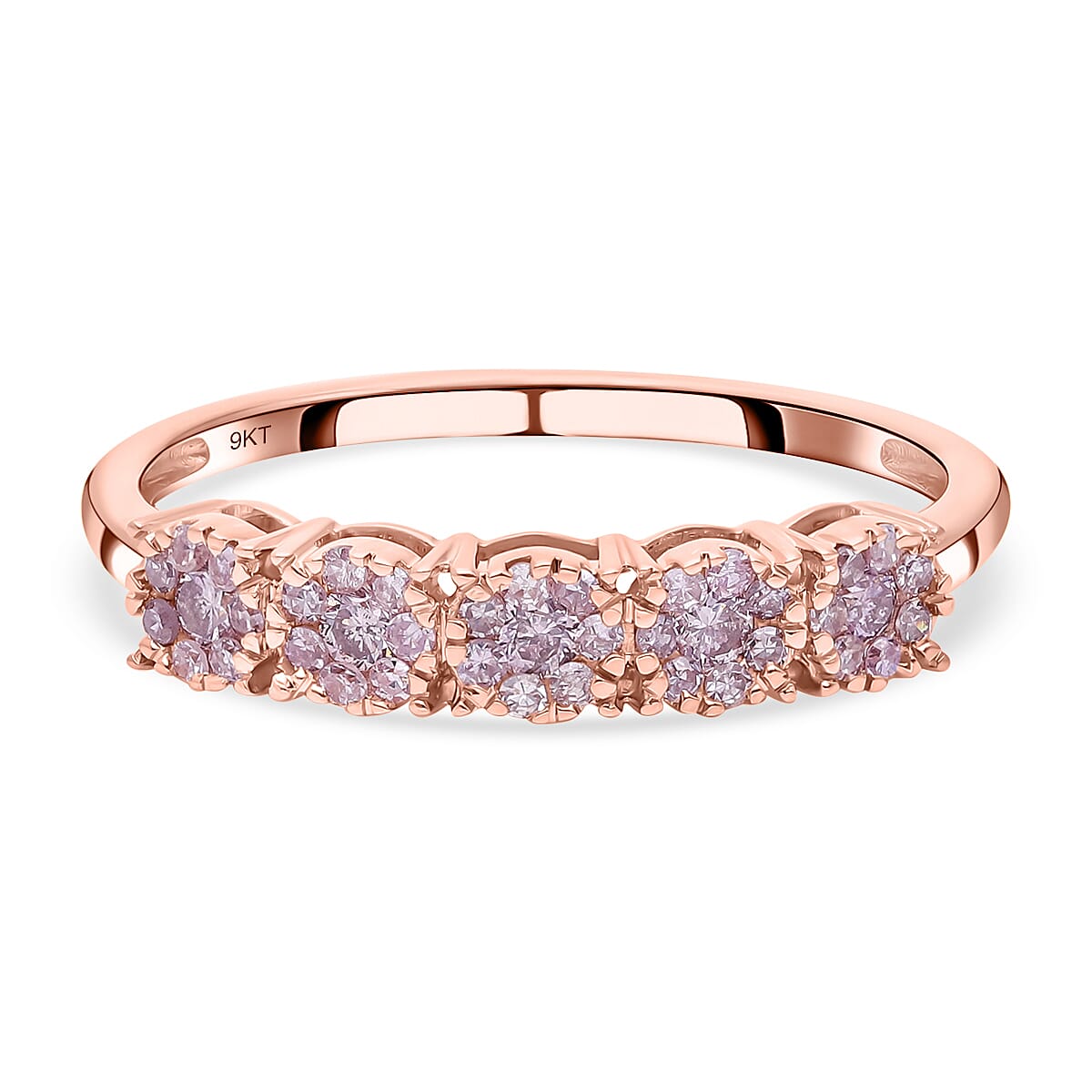 9K Rose Gold Natural Pink Diamond Half Eternity Ring 0.50 Ct.