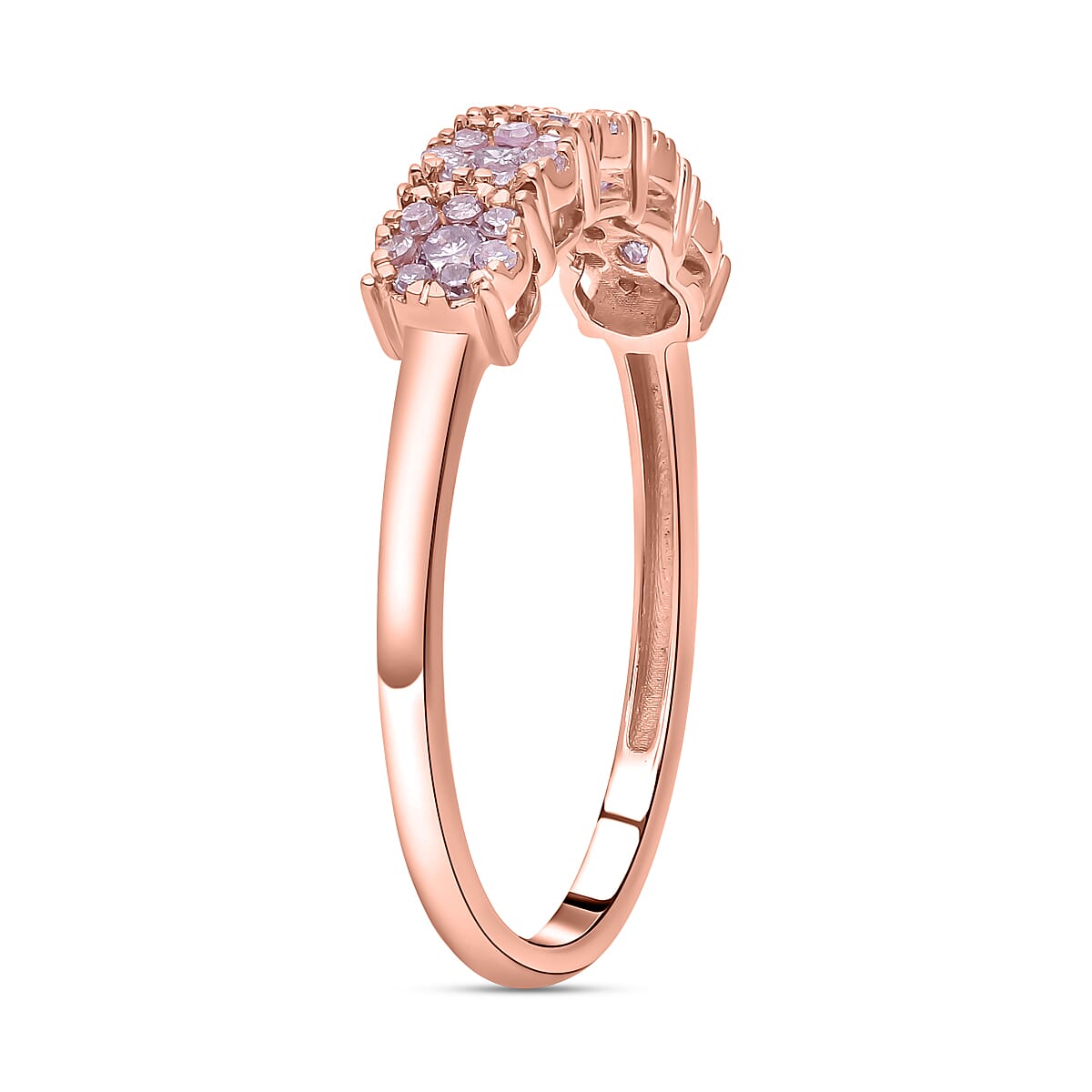 9K Rose Gold Natural Pink Diamond Half Eternity Ring 0.50 Ct.