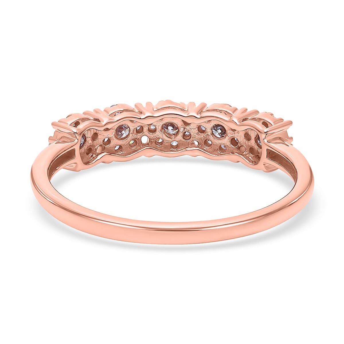 9K Rose Gold Natural Pink Diamond Half Eternity Ring 0.50 Ct.