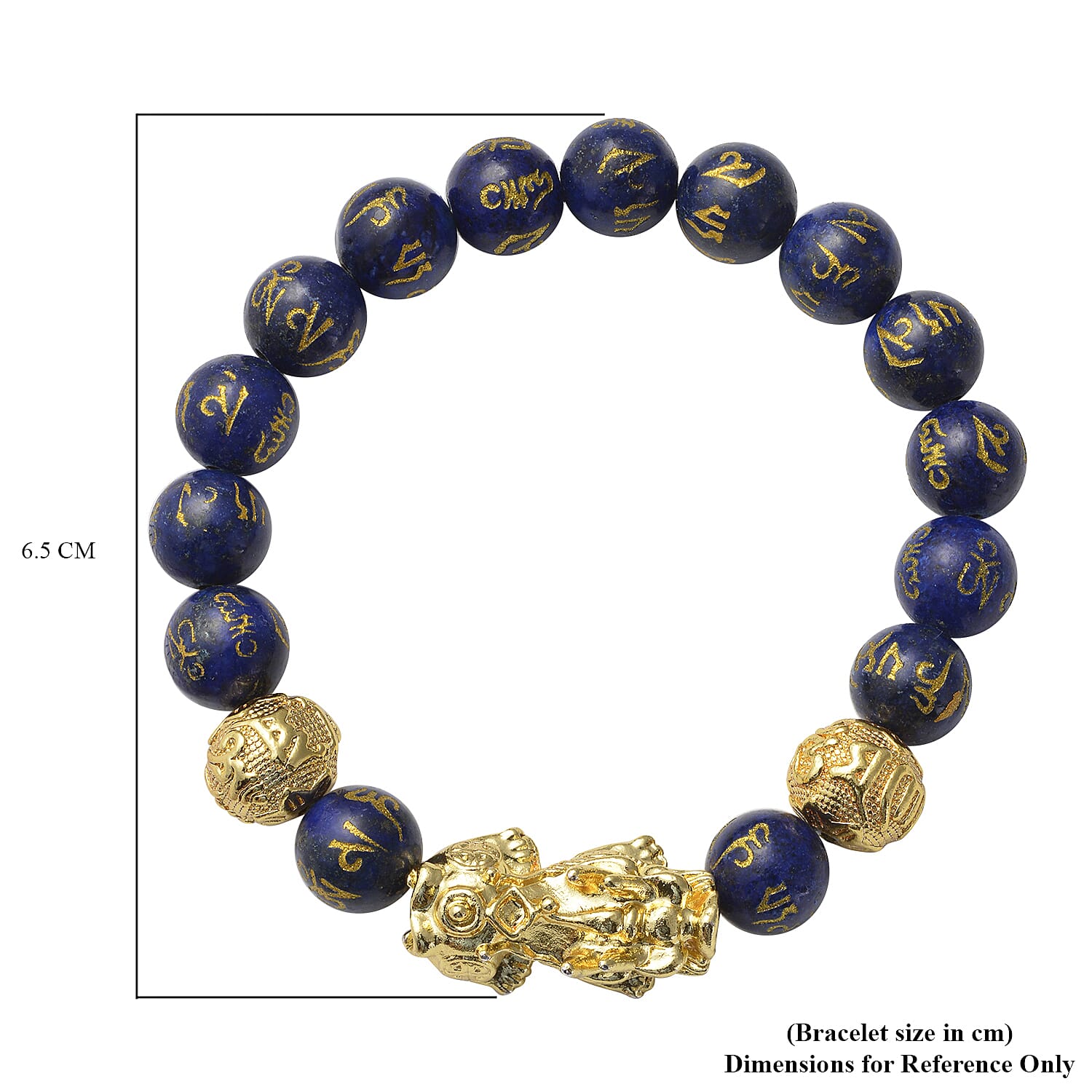 Lapis Lazuli Stretchable Bracelet (Size-6.5 - 7) in Yellow Tone
