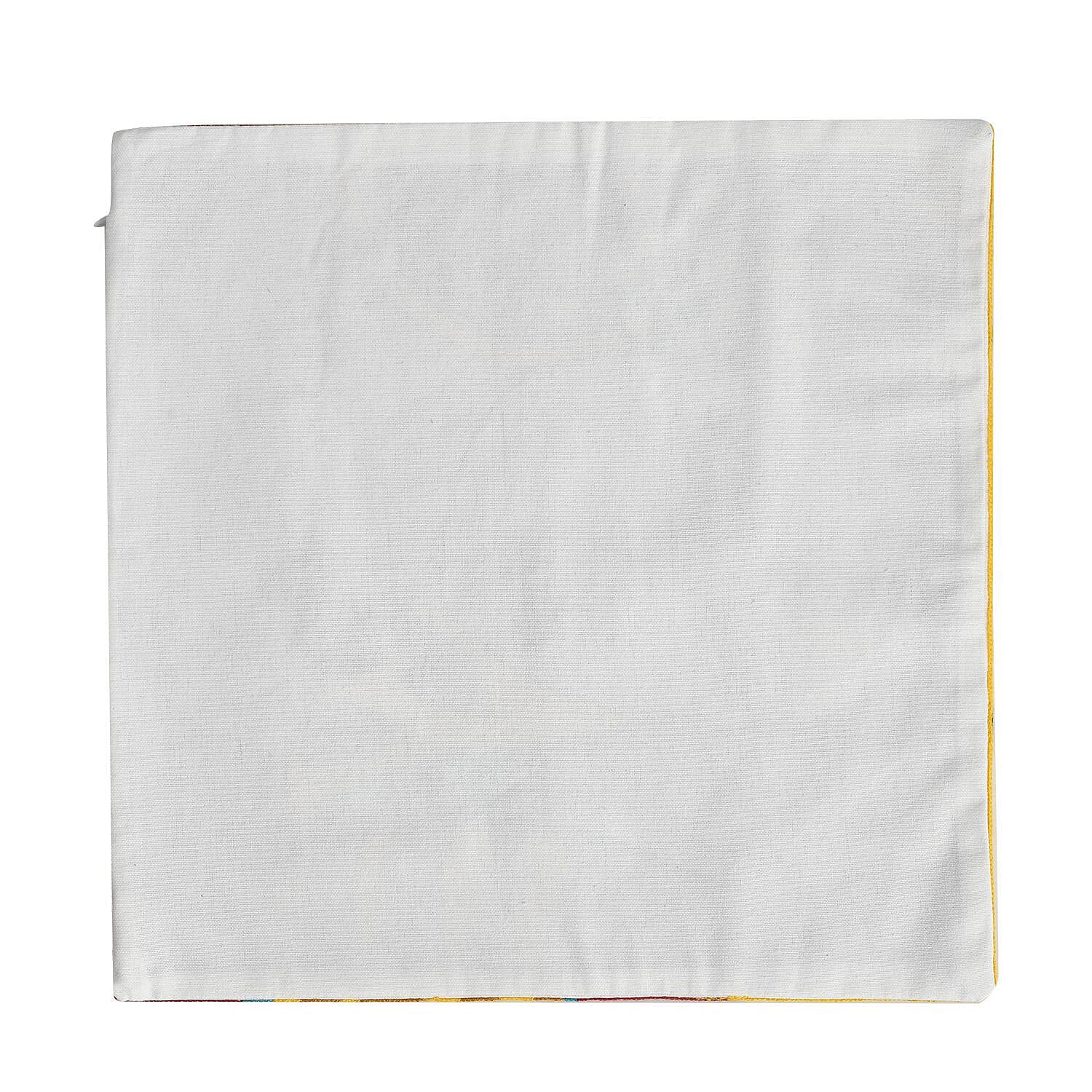 100% Cotton Embroidered Girl Patterned Cushion Cover (Size 43x43 cm) - Yellow