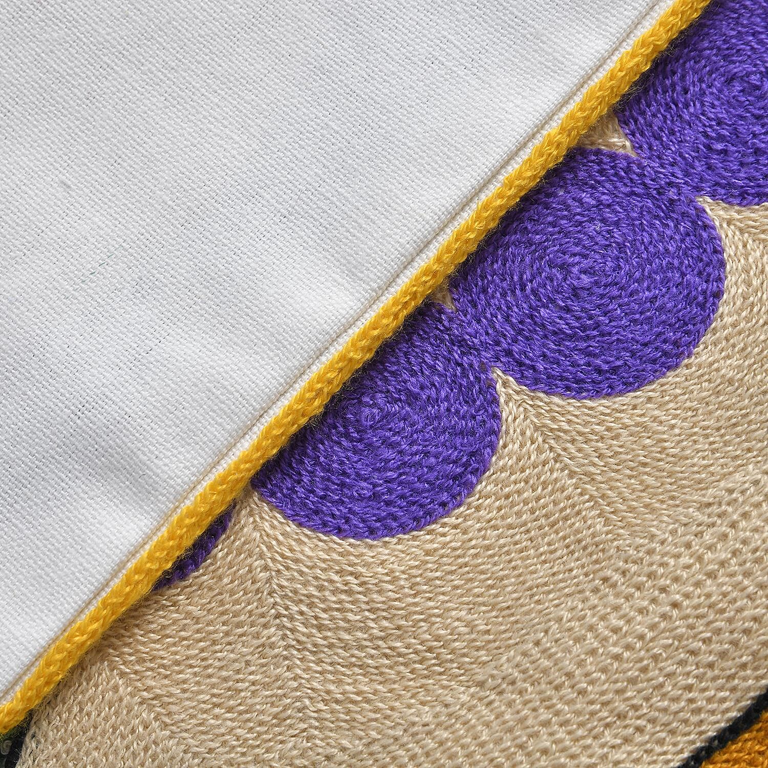 100% Cotton Embroidered Girl Patterned Cushion Cover (Size 43x43 cm) - Yellow