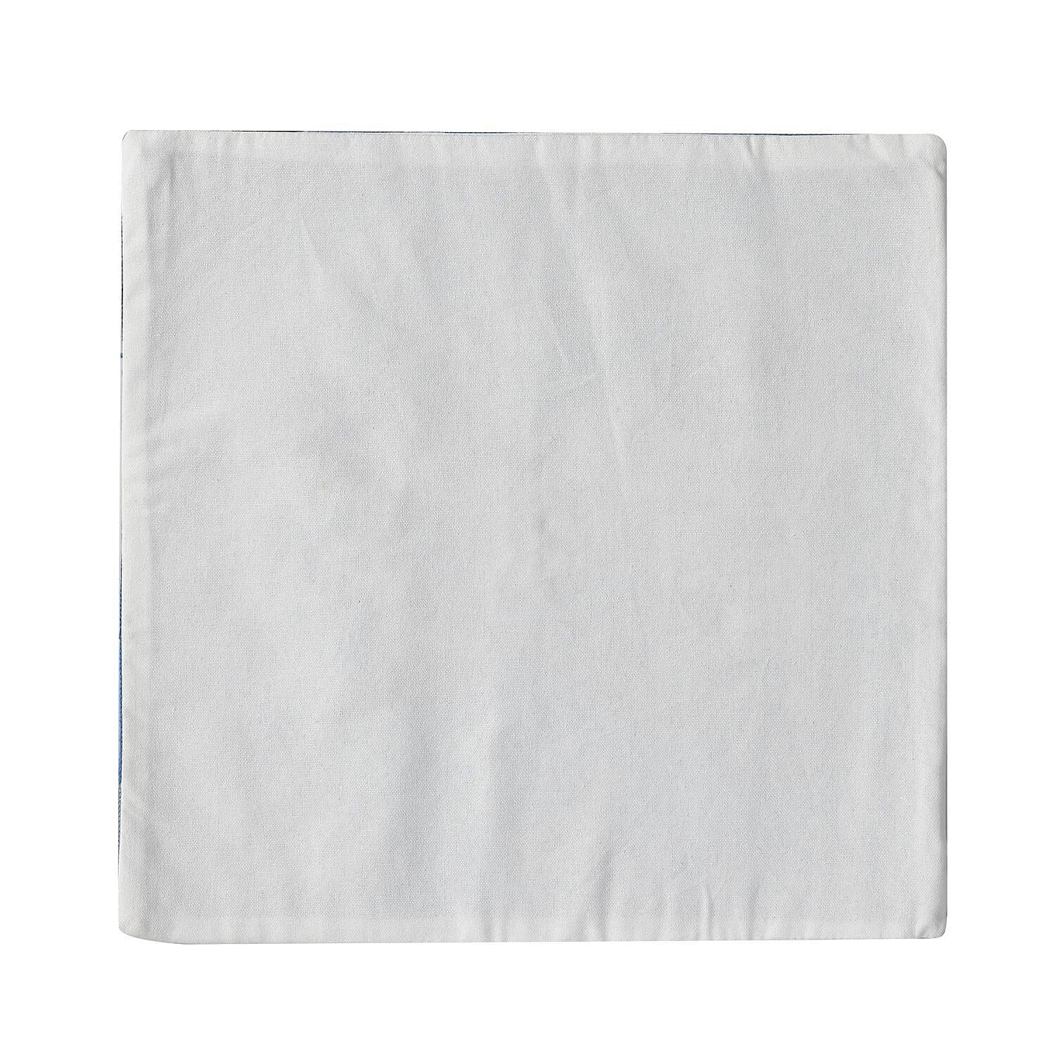 100% Cotton Embroidered Three Cats Patterned Cushion Cover (Size 43 cm) - Blue - Black