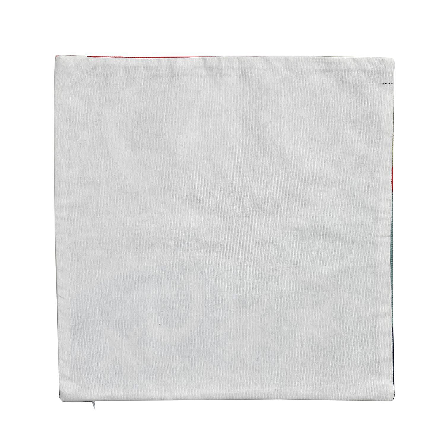 100% Cotton Embroidered Star Pattern Cushion Cover (Size 43 cm) - Red & Multi