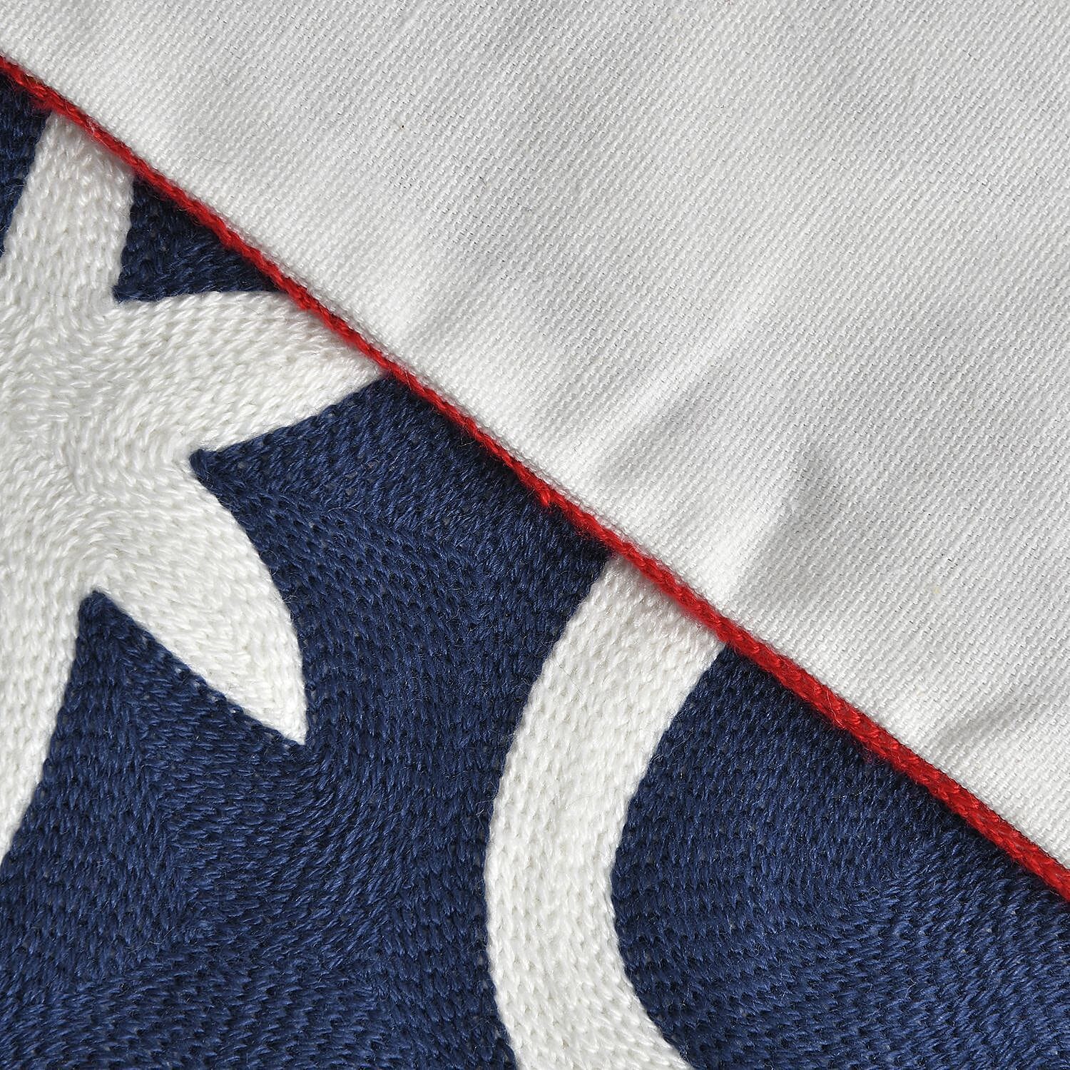 100% Cotton Embroidered Star Pattern Cushion Cover (Size 43 cm) - Red & Multi