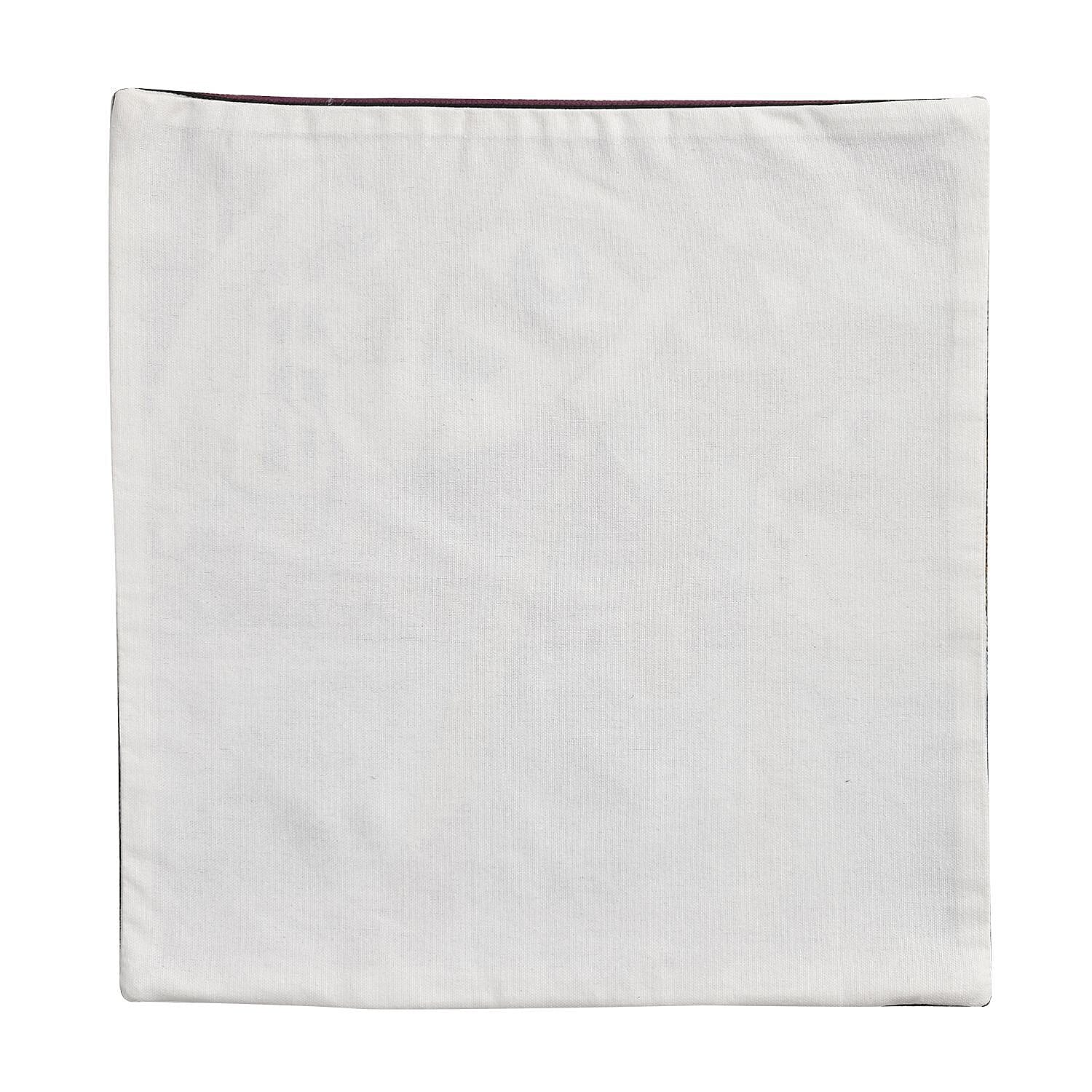 100% Cotton Embroidered Picasso Style Patterned Cushion Cover (Size 43 cm) - Purple & Multi