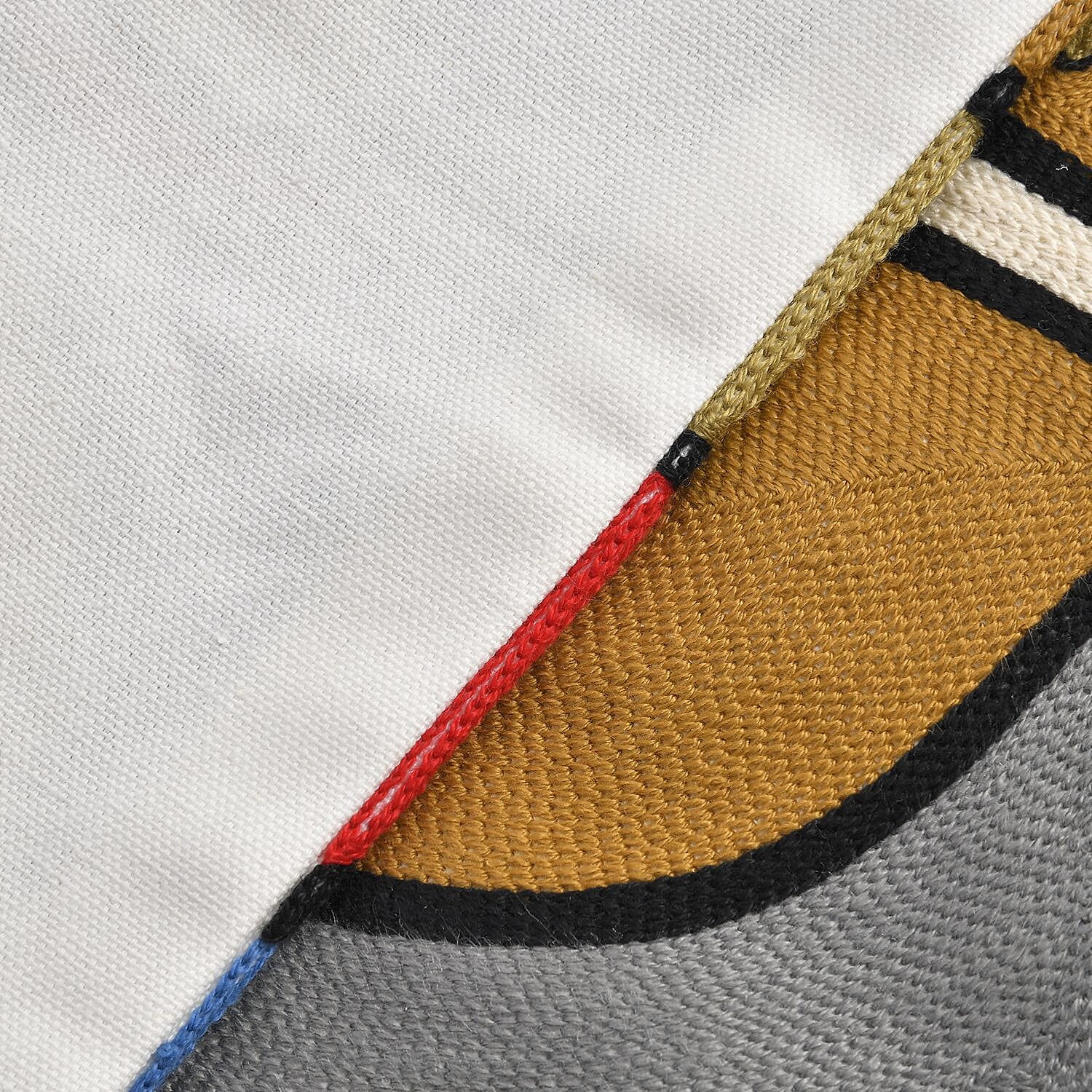 100% Cotton Embroidered Cocktail Glass Pattern Cushion Cover (Size 43 cm) - Brown & Multi