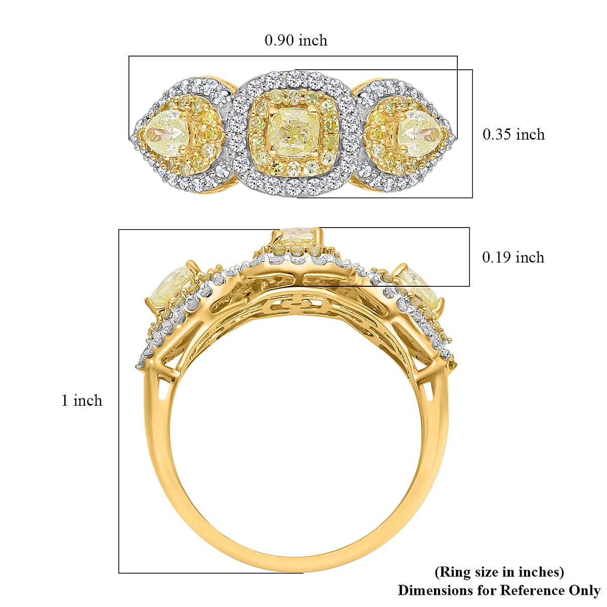 14K Yellow Gold SGL Certified Natural Yellow Diamond (SI-I1-G-H) and White Diamond (SI-I1-G-H) Ring 1.05 Ct.