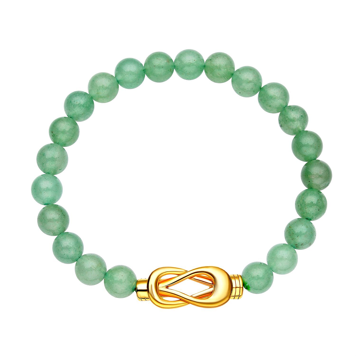 Green Aventurine Bracelet (Size - 8) With Magnetic Clasp In Gold Tone 112.500 Ct.