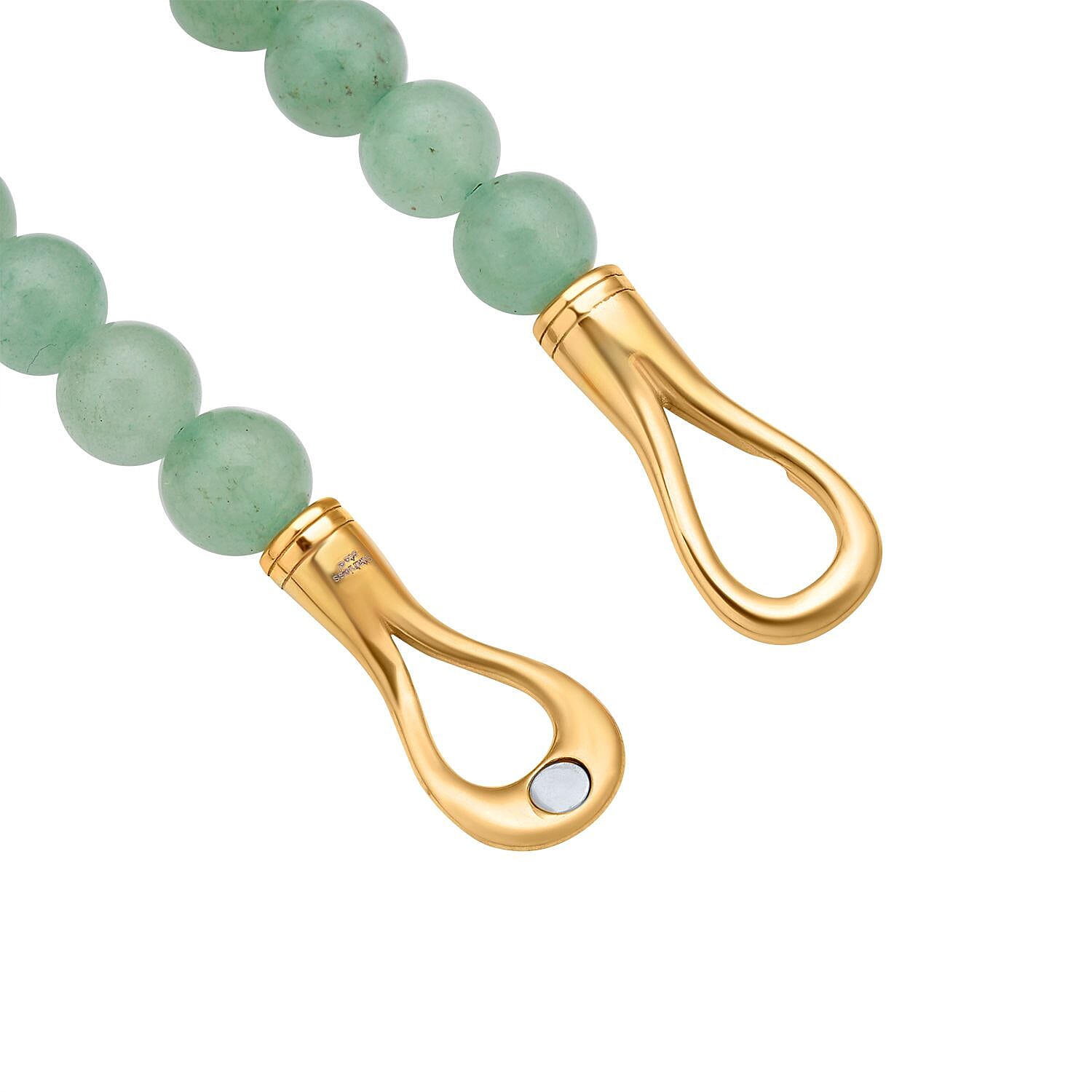 Green Aventurine Bracelet (Size - 8) With Magnetic Clasp In Gold Tone 112.500 Ct.
