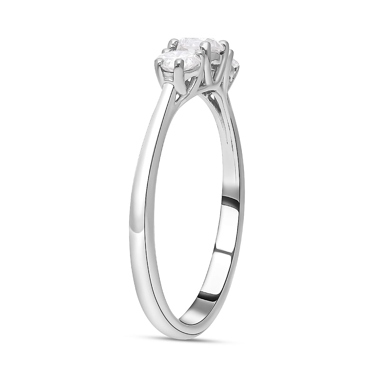 JCK Vegas Close Out -14K White Gold SGL Certified Diamond (I1-I2-G-H) Trilogy Ring 0.50 Ct.