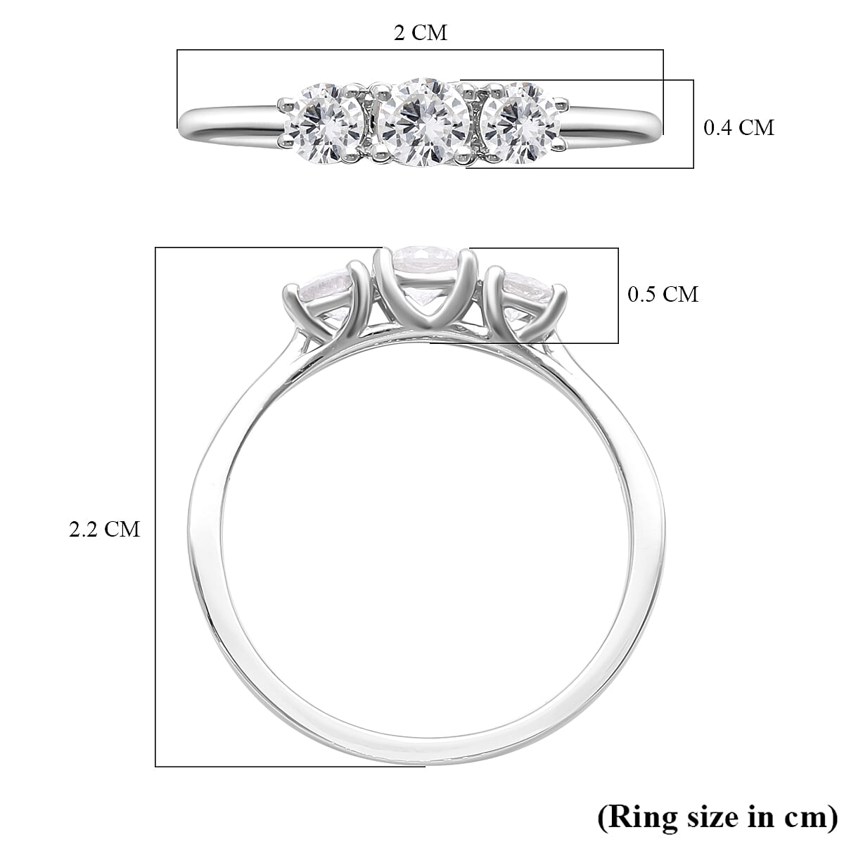 JCK Vegas Close Out -14K White Gold SGL Certified Diamond (I1-I2-G-H) Trilogy Ring 0.50 Ct.