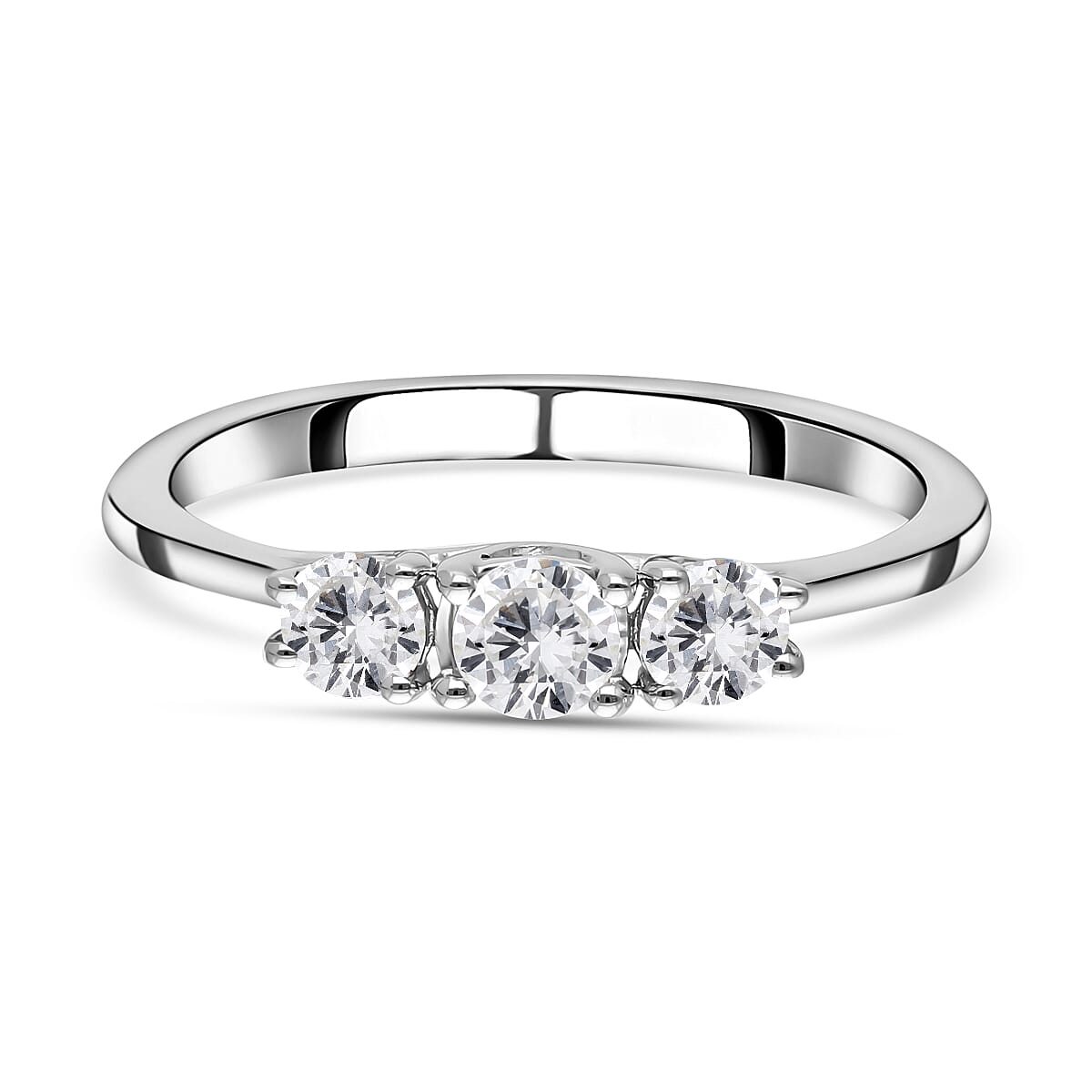 JCK Vegas Close Out -14K White Gold SGL Certified Diamond (I1-I2-G-H) Trilogy Ring 0.50 Ct.