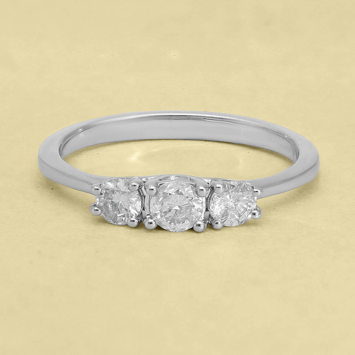 JCK Vegas Close Out -14K White Gold SGL Certified Diamond (I1-I2-G-H) Trilogy Ring 0.50 Ct.
