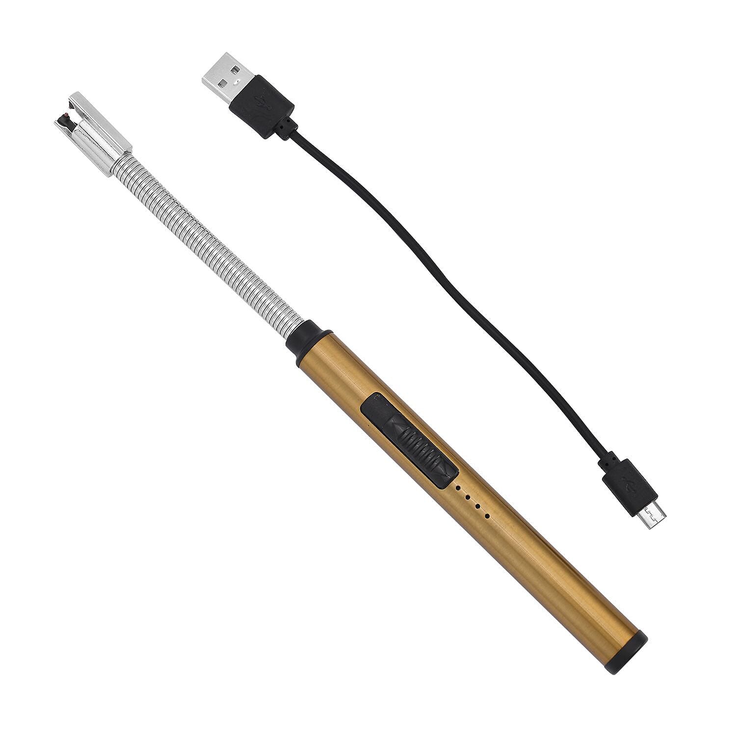 Candle Lighter with Flexible Long Neck & USB Charger (Size 24 cm)- Gold